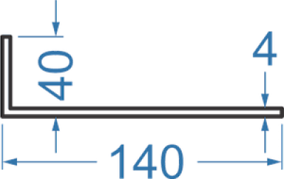 Алюминиевый уголок разносторонний 140х40х4 мм, АД31