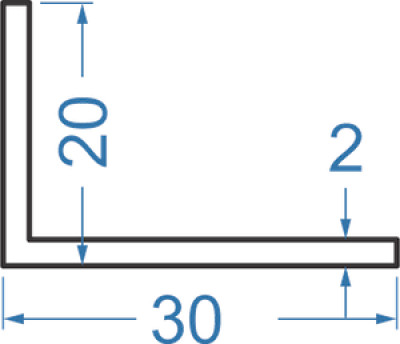 Алюминиевый уголок разносторонний 30х20х2 мм, АД31