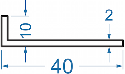 Алюминиевый уголок разносторонний 40x10x2 мм, АД31