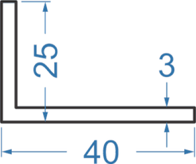 Алюминиевый уголок разносторонний 40x25x3 мм, АД31