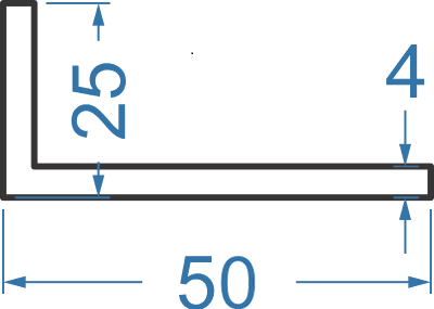Алюминиевый уголок разносторонний 50х25х4 мм, АД31