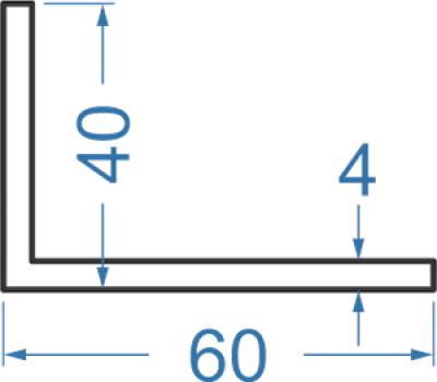 Алюминиевый уголок разносторонний 60x40x4 мм, АД31